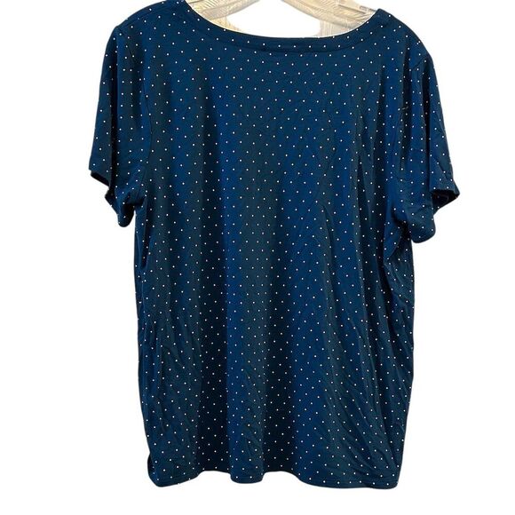 J. Jill Women's Polka Dot Scoop Neck Tee Blue Size M Casual Spring - Picture 8 of 11